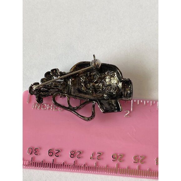 Vintage LS Golf Bag AB Rhinestone Brooch Pin Silver-Tone Sparkly Jewelry Accesso - Picture 9 of 10